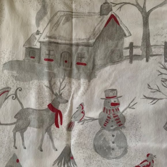 Martha Stewart "SNOWY VILLAGE" Shower Curtain: Deer, Houses, Trees, Birds, Snow - Picture 2 of 8